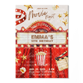 Movie Night Birthday Invitation Template • Editable Canva Invitation • Red & Gold