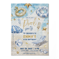Pool Party Birthday Invitation Template • Editable Canva Invitation • Blue & Gold
