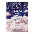 Pajama Party Night Birthday Invitation Template • Editable Canva Invitation • Pink