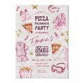 Pizza Pajams Party Birthday Invitation Template • Editable Canva Invitation • Pink