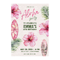 Aloha Birthday Invitation Template • Editable Canva Invitation • Pink