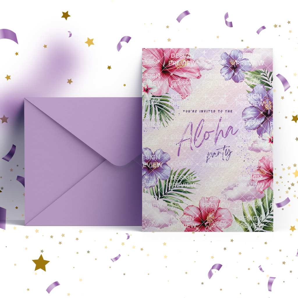 Aloha Geburtstagseinladungs-Vorlage • Bearbeitbare Canva-Einladung • Rosa