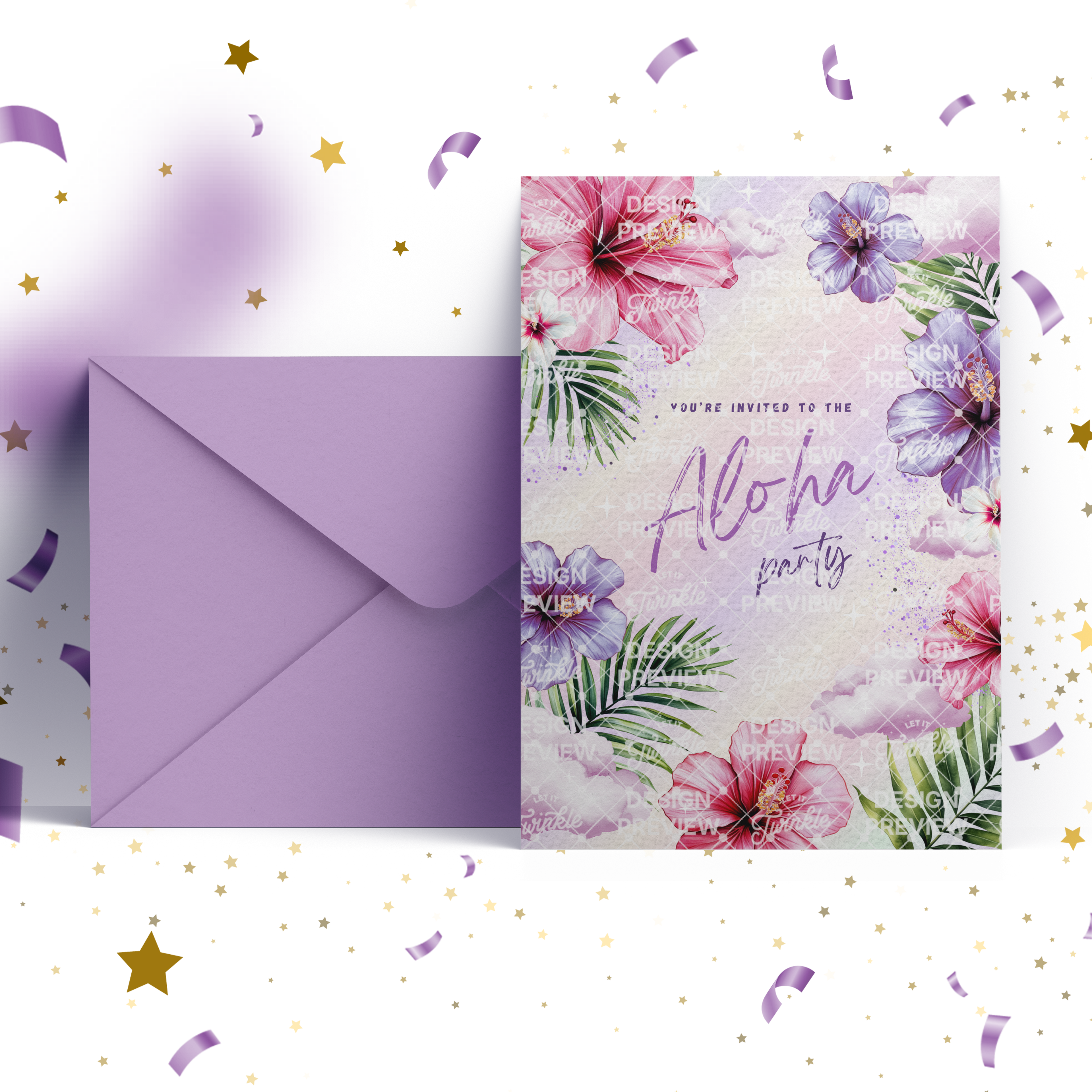 Aloha Geburtstagseinladungs-Vorlage • Bearbeitbare Canva-Einladung • Rosa