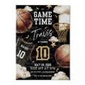 Basketball Birthday Invitation Template • Editable Canva Invitation • Black & Gold