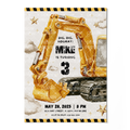 Digger Birthday Invitation Template • Editable Canva Invitation • Yellow, Beige & Gold