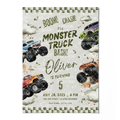 Monster Truck Bash Birthday Invitation Template • Editable Canva Invitation • Green