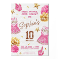 Cheerleader Birthday Invitation Template • Editable Canva Invitation • Pink & Gold
