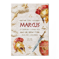 Gladiator Birthday Invitation Template • Editable Canva Invitation • Red & Gold