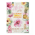Aloha Birthday Invitation Template • Editable Canva Invitation • Yellow & Pink