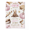 S'more Birthday Invitation Template • Editable Canva Invitation • Pink & Gold