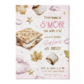 S'more Fun Birthday Invitation Template • Editable Canva Invitation • Pink & Gold
