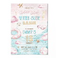 Poolparty-Geburtstagseinladung Beige & Gold