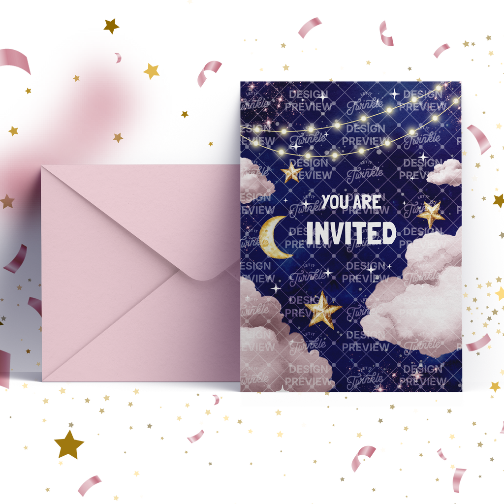 Pajama Party Night Birthday Invitation Template • Editable Canva Invitation • Pink