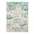 Pool Party Birthday Invitation Template • Editable Canva Invitation • Green & Gold