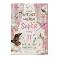 Magical School Birthday Invitation Template • Editable Canva Invitation • Pink & Beige