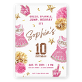Einladungsvorlage zum Cheerleader-Geburtstag • Bearbeitbare Canva-Einladung • Pink & Gold