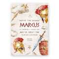 Gladiator Geburtstagseinladung Vorlage • Bearbeitbare Canva Einladung • Rot & Gold
