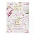 Volleyball Birthday Invitation Template • Editable Canva Invitation • Pink & Gold