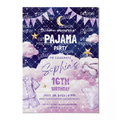 Pajama Party Night Birthday Invitation Template • Editable Canva Invitation • Purple & Pink