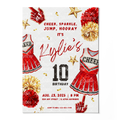Cheerleader Geburtstagseinladung Vorlage • Bearbeitbare Canva Einladung • Rot & Gold