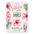 Aloha Geburtstagseinladungs-Vorlage • Bearbeitbare Canva-Einladung • Rosa