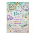 Pool Party Birthday Invitation Template • Editable Canva Invitation • Purple & Gold