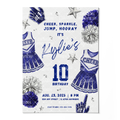 Cheerleader Birthday Invitation Template • Editable Canva Invitation • Blue & Silver