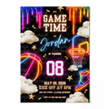 Basketball Birthday Invitation Template • Editable Canva Invitation • Neon & Black