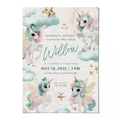 Unicorn Birthday Invitation Template • Editable Canva Invitation • Pastel Turquoise