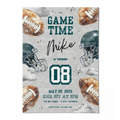 Football Birthday Invitation Template • Editable Canva Invitation • Gray & Dark Teal