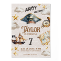 Pirate Birthday Invitation Template • Editable Canva Invitation • Brown & Beige