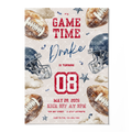 Football Birthday Invitation Template • Editable Canva Invitation • Blue & Red
