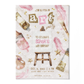 Art Birthday Invitation Template • Editable Canva Invitation • Pink & Beige