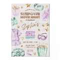 Sleepover Movie Night Birthday Invitation Template • Editable Canva Invitation • Purple & Turquoise